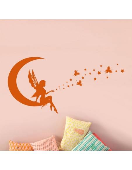 Sticker fée sur lune