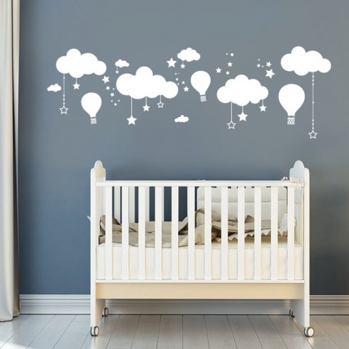 Sticker licorne nuages et étoiles personnalisé au prénom - DECORATION/ Stickers chambre bébé personnalisés 