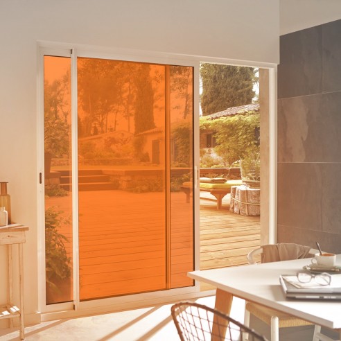 Film adhésif orange ultra transparent pour décoration surface vitrée