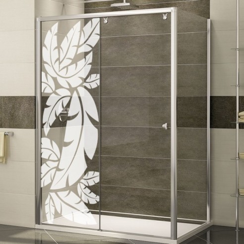 Sticker dépoli feuilles paroi de douche