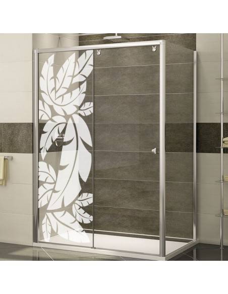 Sticker dépoli feuilles paroi de douche