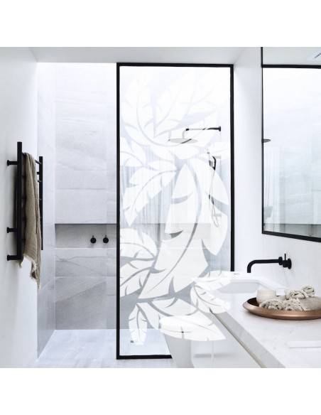 Sticker dépoli feuilles paroi de douche
