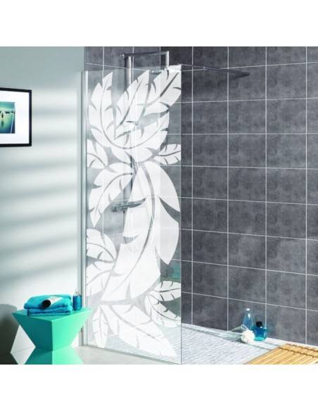 Sticker dépoli feuilles paroi de douche