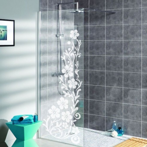 Sticker floral paroi de douche