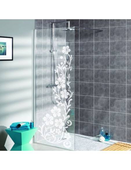 Sticker floral paroi de douche
