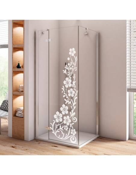Sticker floral paroi de douche