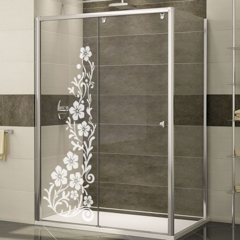 Sticker floral paroi de douche