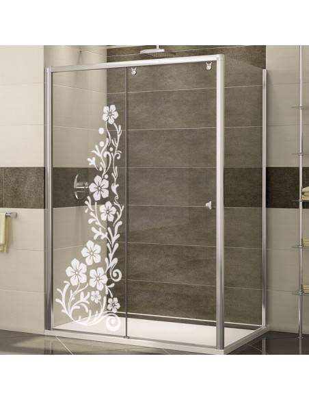 Sticker floral paroi de douche