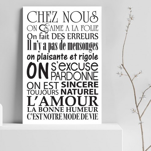 Tableau texte chez nous