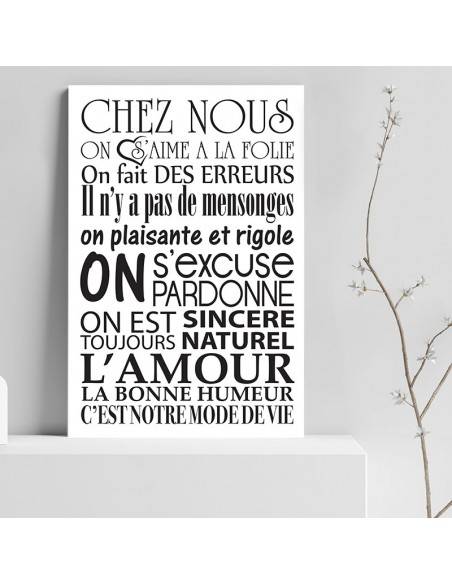 Tableau texte chez nous