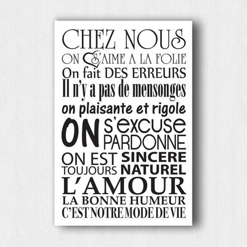 Tableau texte chez nous