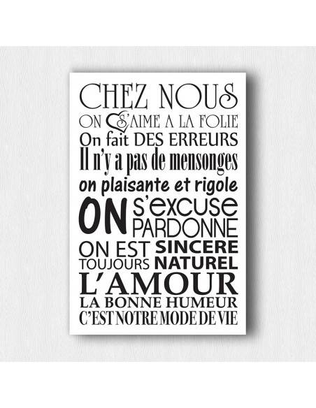 Tableau texte chez nous