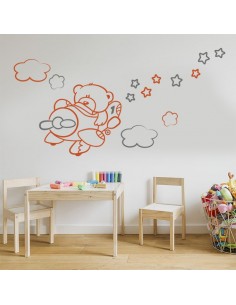 Sticker nounours avion