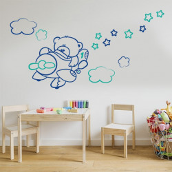 Sticker nounours avion