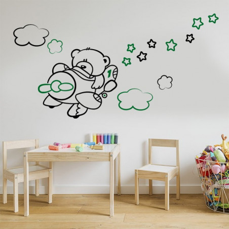 Sticker nounours avion
