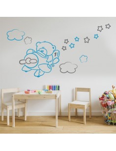 Sticker nounours avion 2