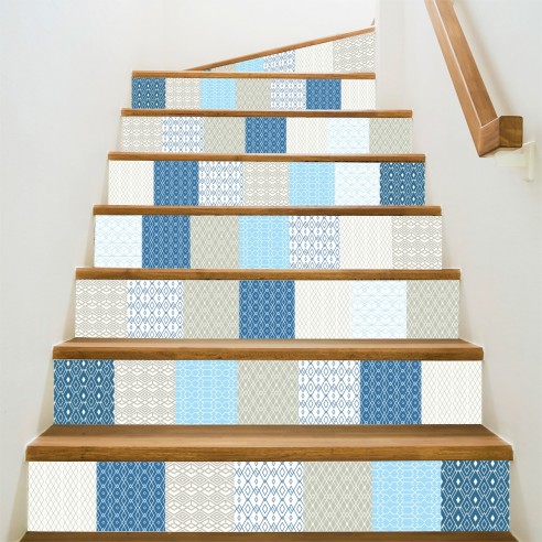 Kit 5 stickers motifs décoratifs contremarches d'escaliers