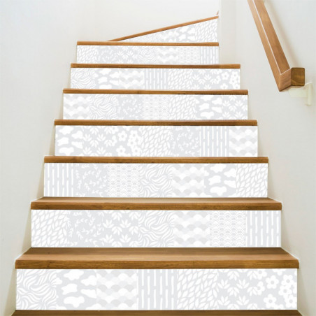 Kit 5 stickers motifs décoratifs contremarches d'escaliers
