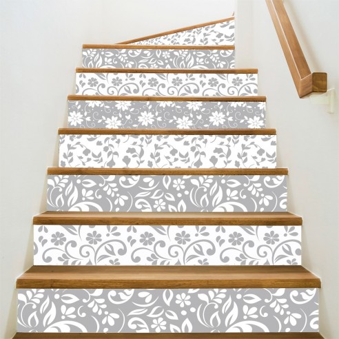Kit 5 stickers motifs floraux contremarches d'escaliers