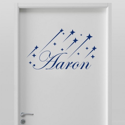 Sticker prénom personnalisé avec étoiles filantes