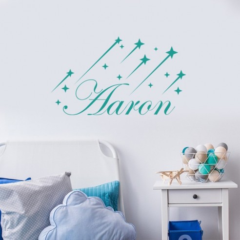 Sticker prénom personnalisé avec étoiles filantes
