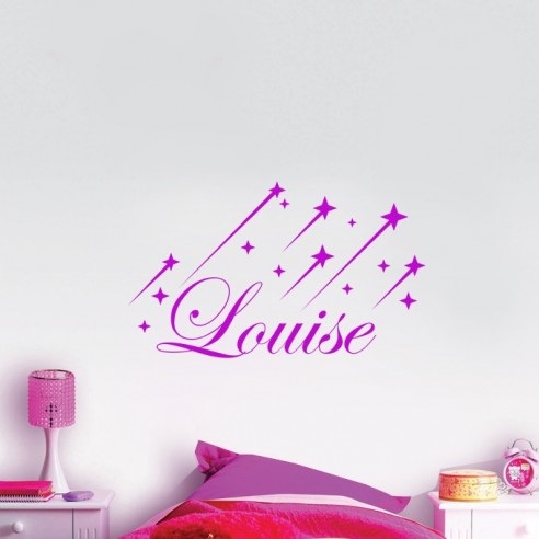 Sticker prénom personnalisé avec étoiles filantes