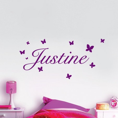 Sticker prénom personnalisé avec papillons