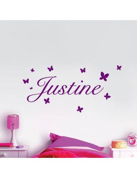 Sticker prénom personnalisé avec papillons