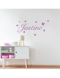 Sticker prénom personnalisé avec papillons