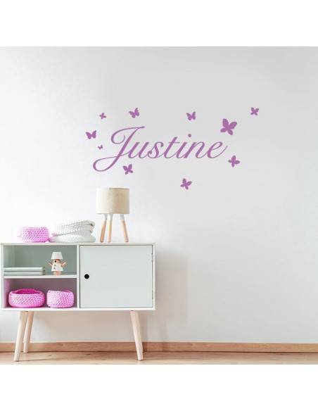 Sticker prénom personnalisé avec papillons