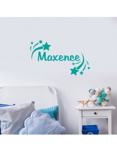 Sticker prénom personnalisé et étoiles filantes
