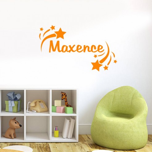 Sticker prénom personnalisé et étoiles filantes
