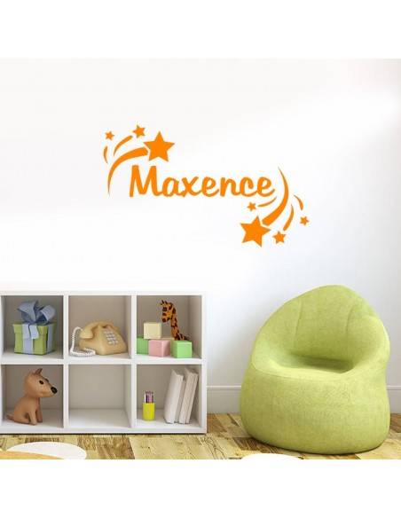 Sticker prénom personnalisé et étoiles filantes