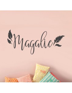 Sticker prénom personnalisé avec plumes