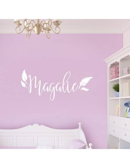 Sticker prénom personnalisé avec plumes