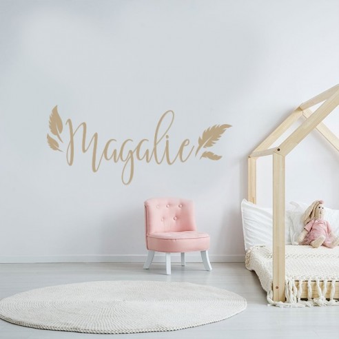 Sticker prénom personnalisé avec plumes