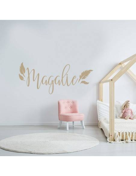 Sticker prénom personnalisé avec plumes