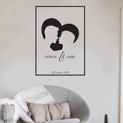 Sticker silhouette amoureux encadré