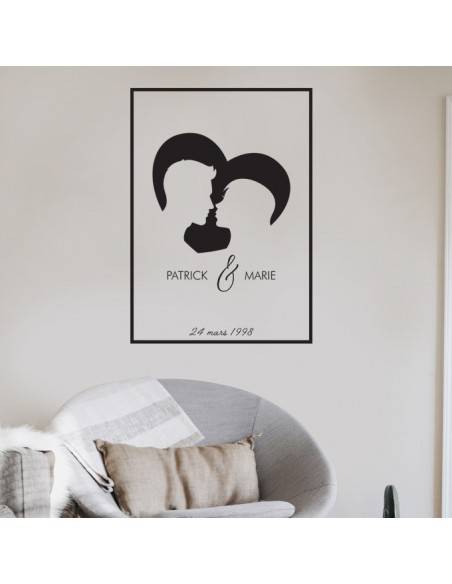 Sticker silhouette amoureux encadré