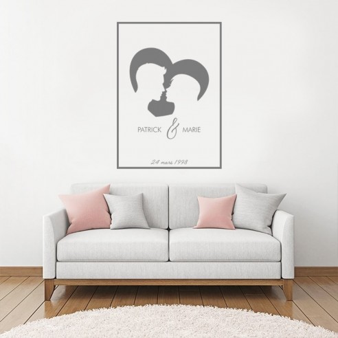 Sticker silhouette amoureux encadré