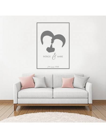 Sticker silhouette amoureux encadré