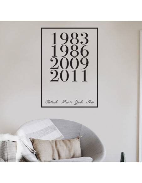 Sticker avec date de naissance famille