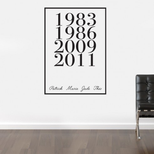 Sticker avec date de naissance famille