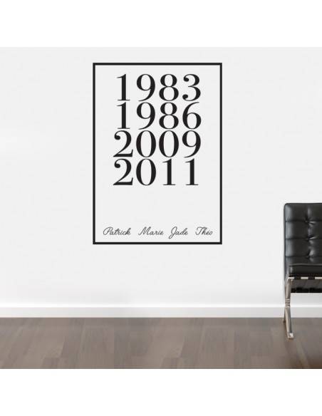 Sticker avec date de naissance famille