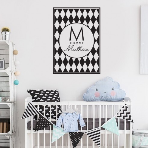 Sticker enfant cadre prénom personnalisé