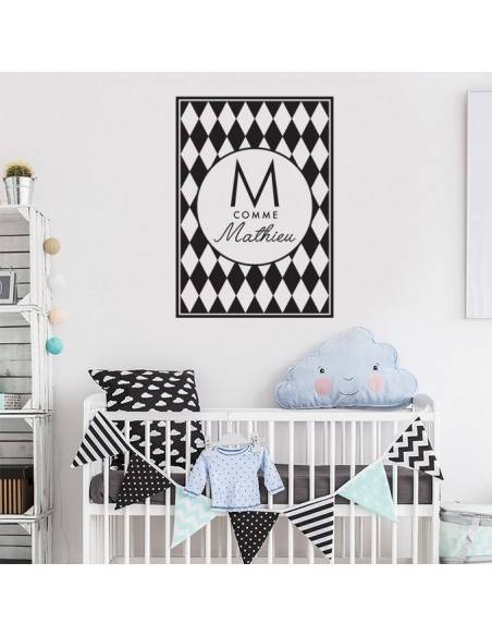 Sticker enfant cadre prénom personnalisé