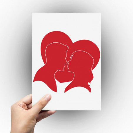 Sticker silhouette couple dans coeur