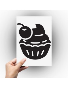 Sticker cupcake cerise