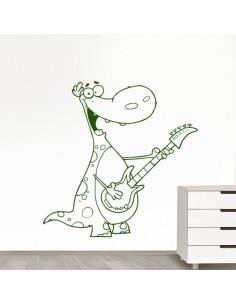 Sticker dinosaure guitare 2