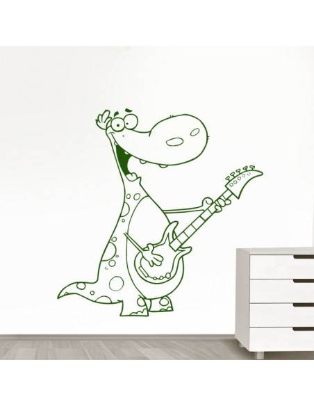Sticker dinosaure guitare